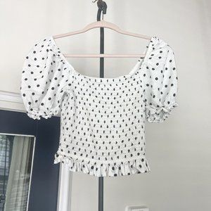 Forever 21 black and white polka dot ruffle sleeve top.